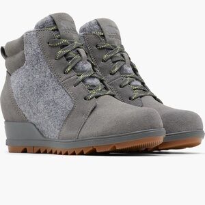 Sorel Women's Gray Suede and Felt Wedge Boots
